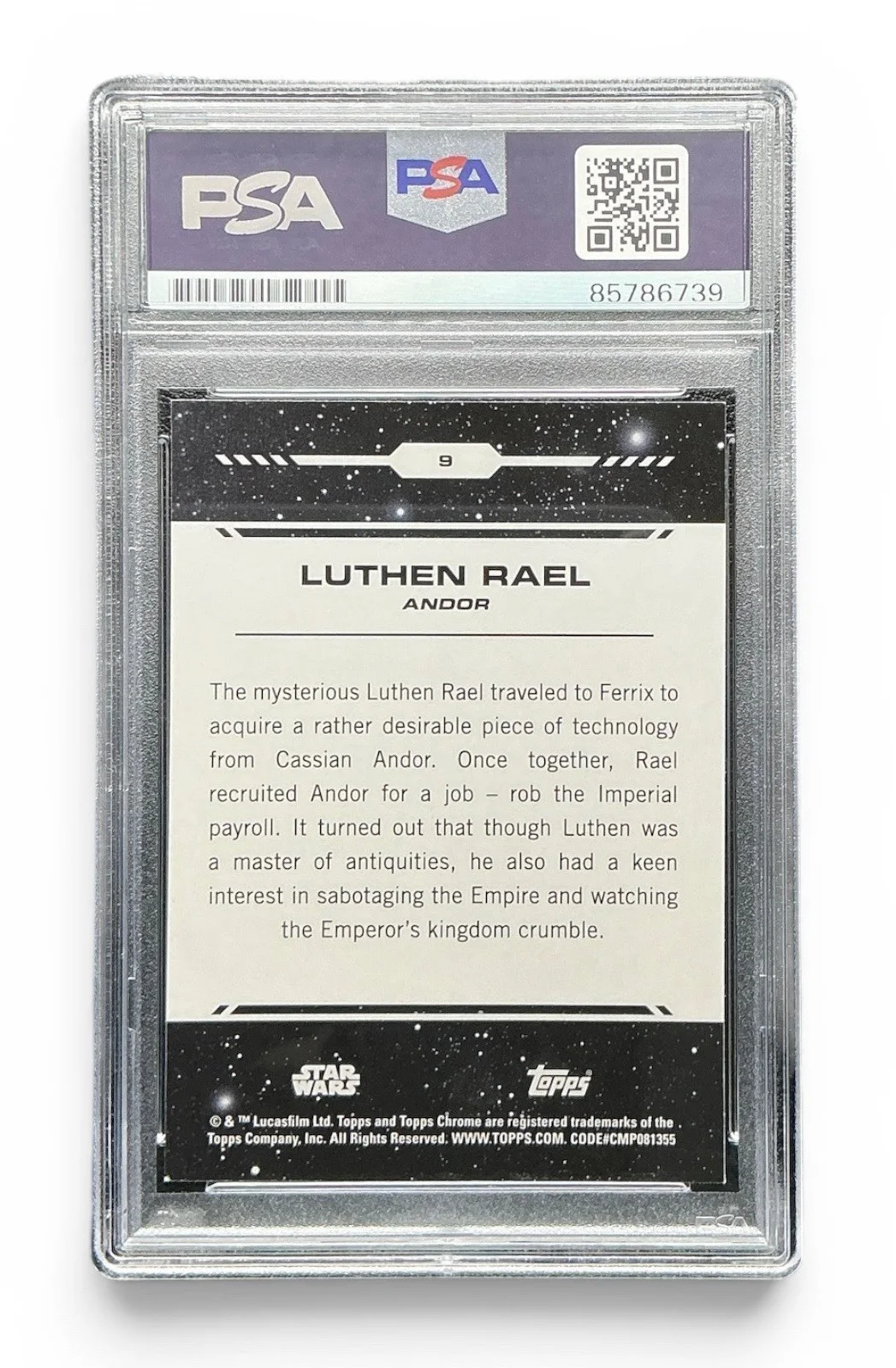 Stellan Skarsgard — Stellan Skarsgard Signed Star Wars 2024 Topps Chrome Andor Luthen Rael PSA Slab, изображение 2