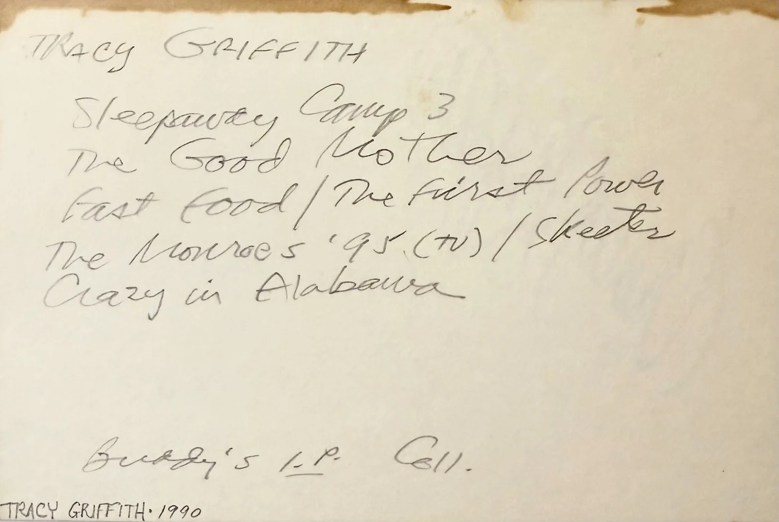 Tracy Griffith — TRACY GRIFFITH Signed Autograph 4x6 INDEX CARD Fast Food The First Power SKEETER, изображение 2