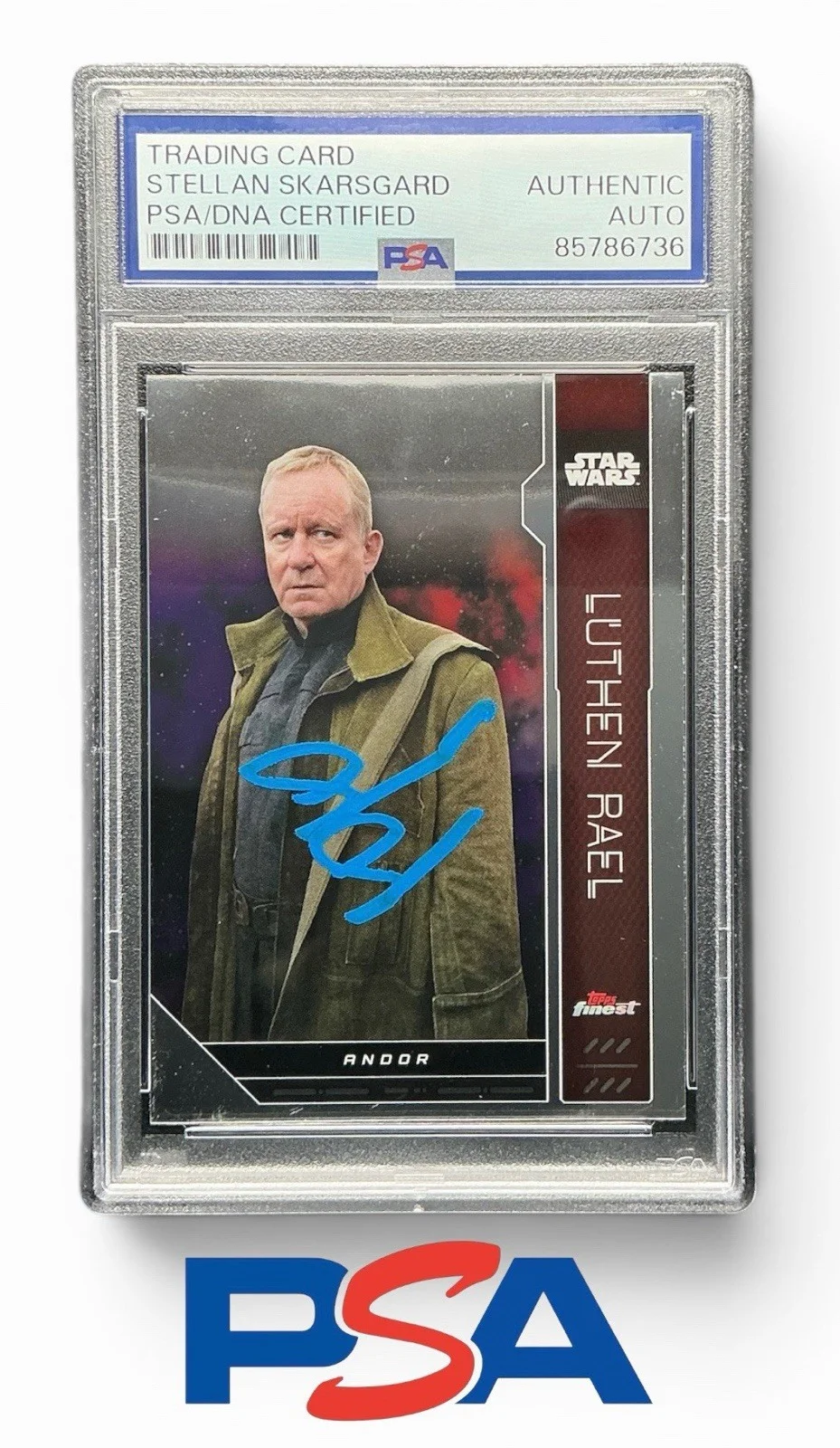 Stellan Skarsgard — Stellan Skarsgard Signed Star Wars Andor Luthen Rael Topps Finest Card PSA Slab