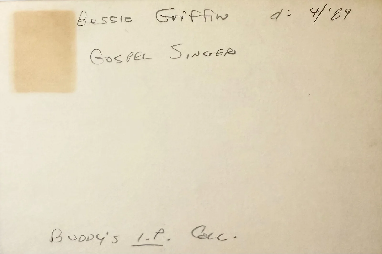 BESSIE GRIFFIN Signed Autographed 4"x 6" INDEX CARD American Gospel Singer, изображение 2