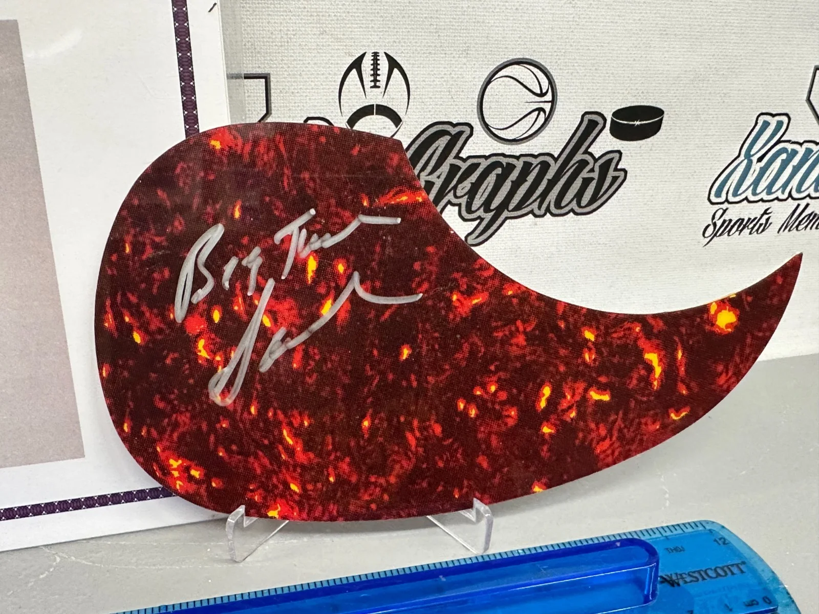BIG TIME SARAH SIGNED AUTOGRAPHED TEARDROP GUITAR PICK GUARD-EPPERSON COA, image 2