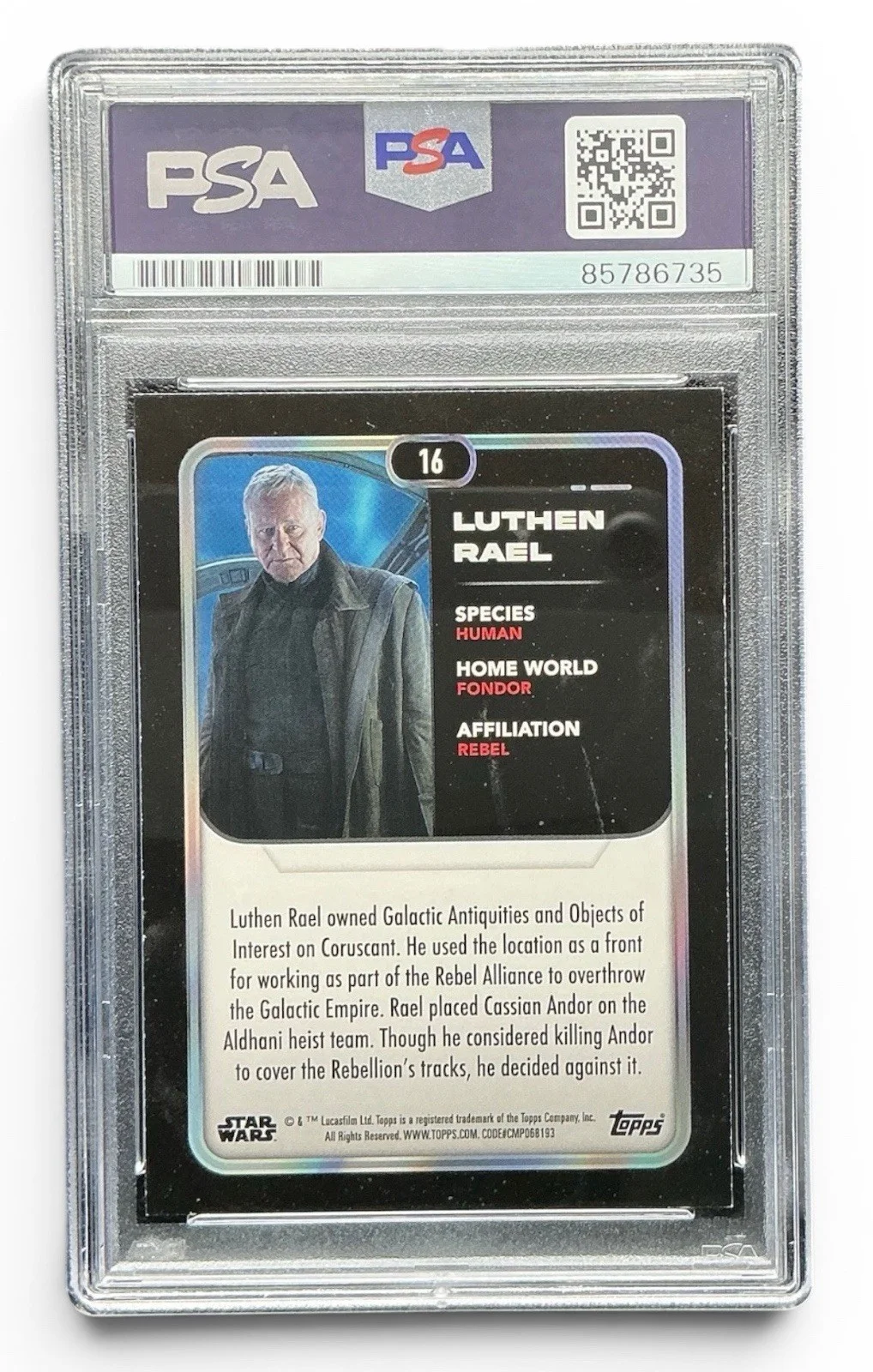 Stellan Skarsgard — Stellan Skarsgard Signed Topps Star Wars Andor Luthen Rael Refractor PSA Slab, image 2