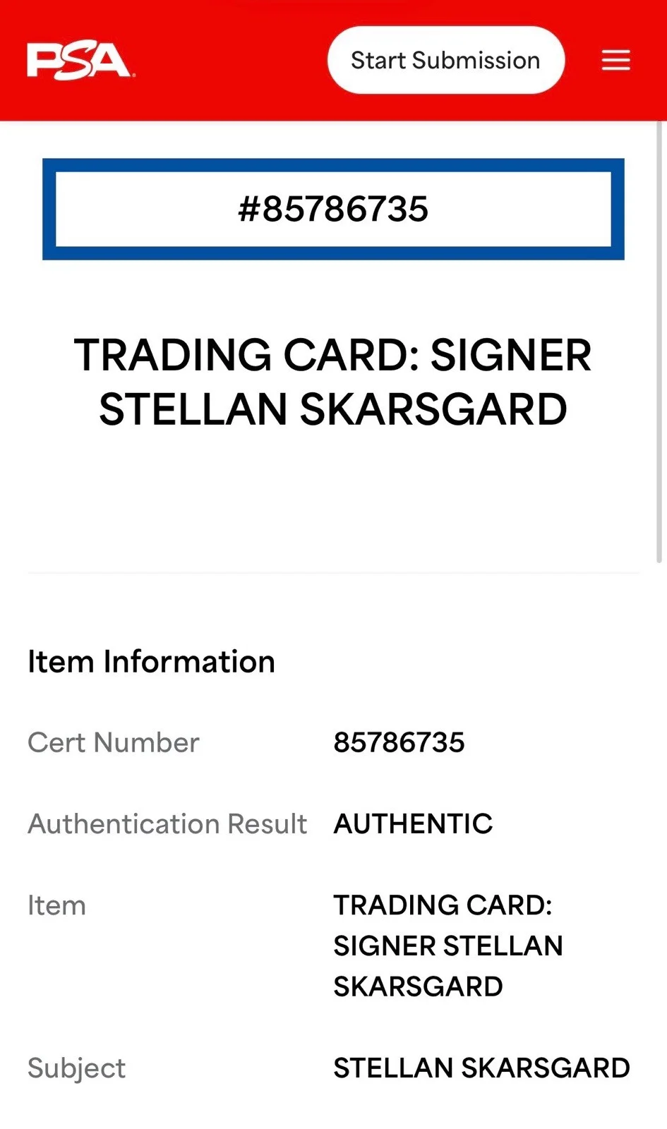 Stellan Skarsgard — Stellan Skarsgard Signed Topps Star Wars Andor Luthen Rael Refractor PSA Slab, image 3