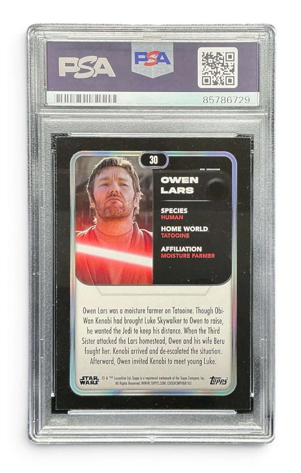 Joel Edgerton — Joel Edgerton Signed Topps Star Wars Hyperspace Owen Lars Purple 38/99 Card PSA, image 2