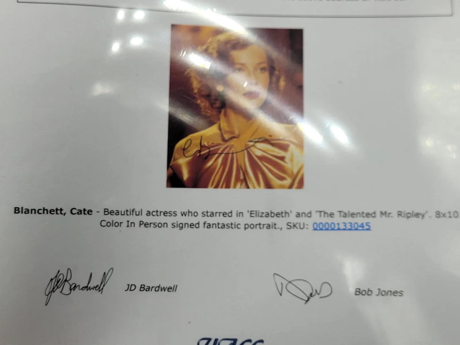 Cate Blanchett — Cate Blanchett Signed 8x10 Photo Autograph World COA JD Bardwell Authenticated, image 3
