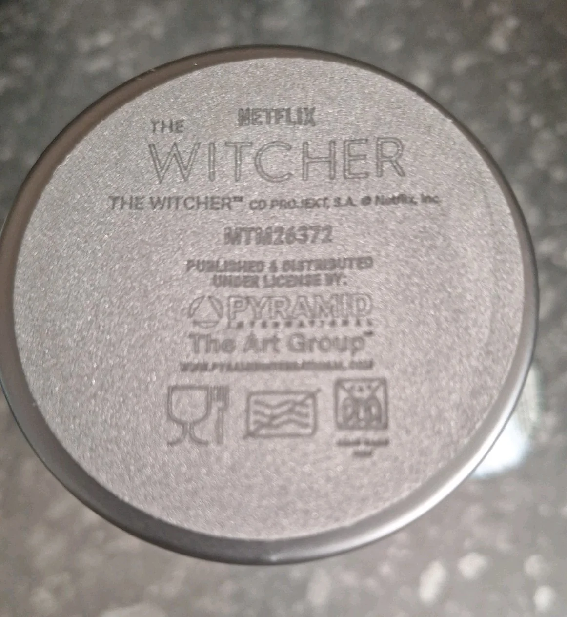 The Witcher The Wolf Sigil Metal Travel Mug Coffee Cup with Lid Black 450ml New, image 3