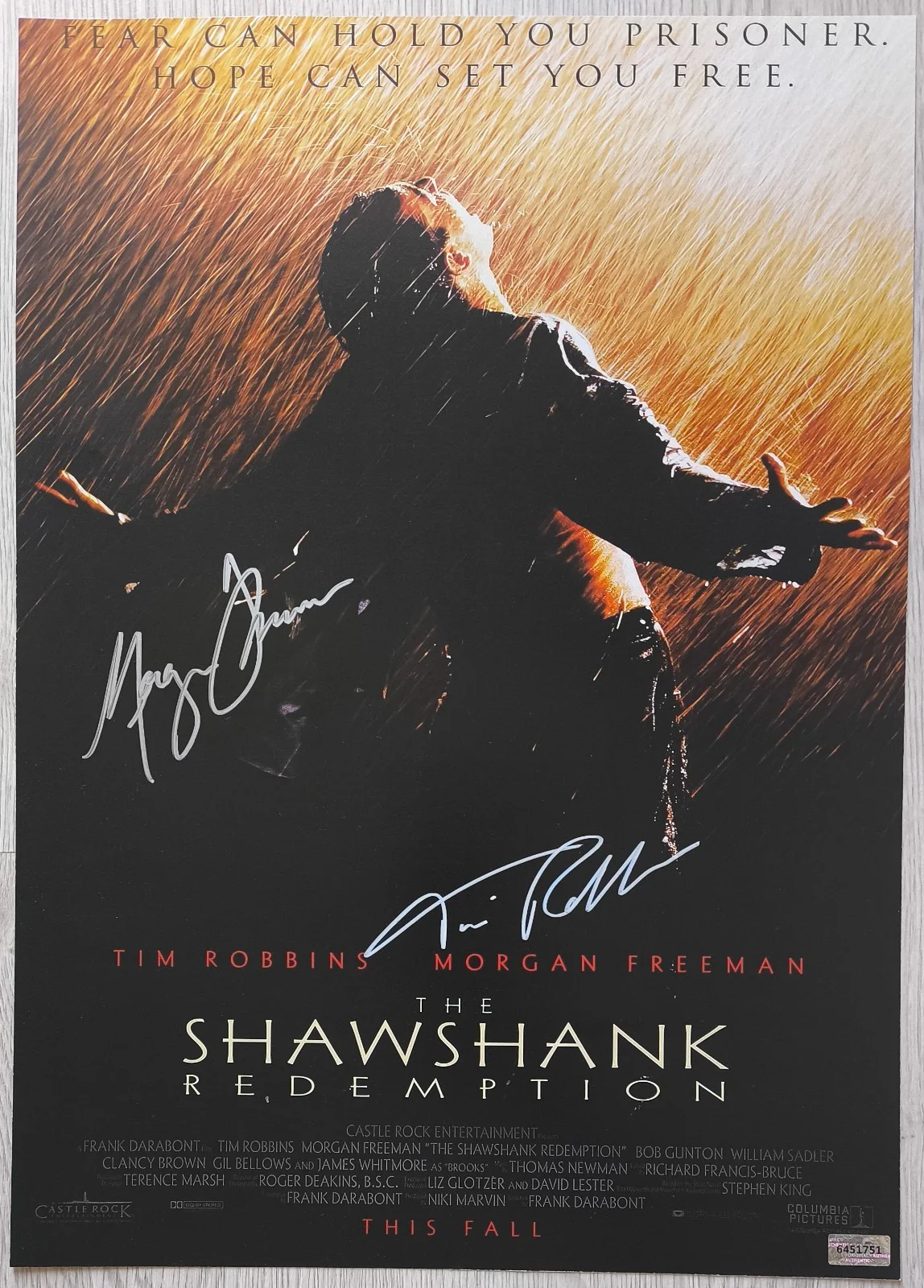Morgan Freeman, Tim Robbins — Autograph Morgan Freeman , Tim Robbins Signed 11x17 Poster ( The Shawshank )