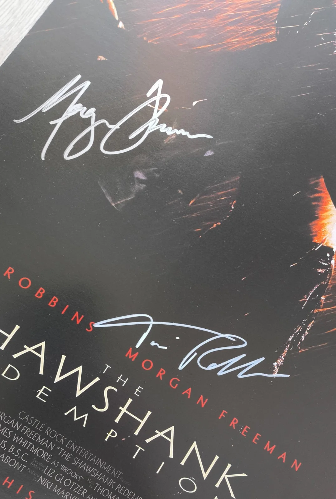 Morgan Freeman, Tim Robbins — Autograph Morgan Freeman , Tim Robbins Signed 11x17 Poster ( The Shawshank ), изображение 2