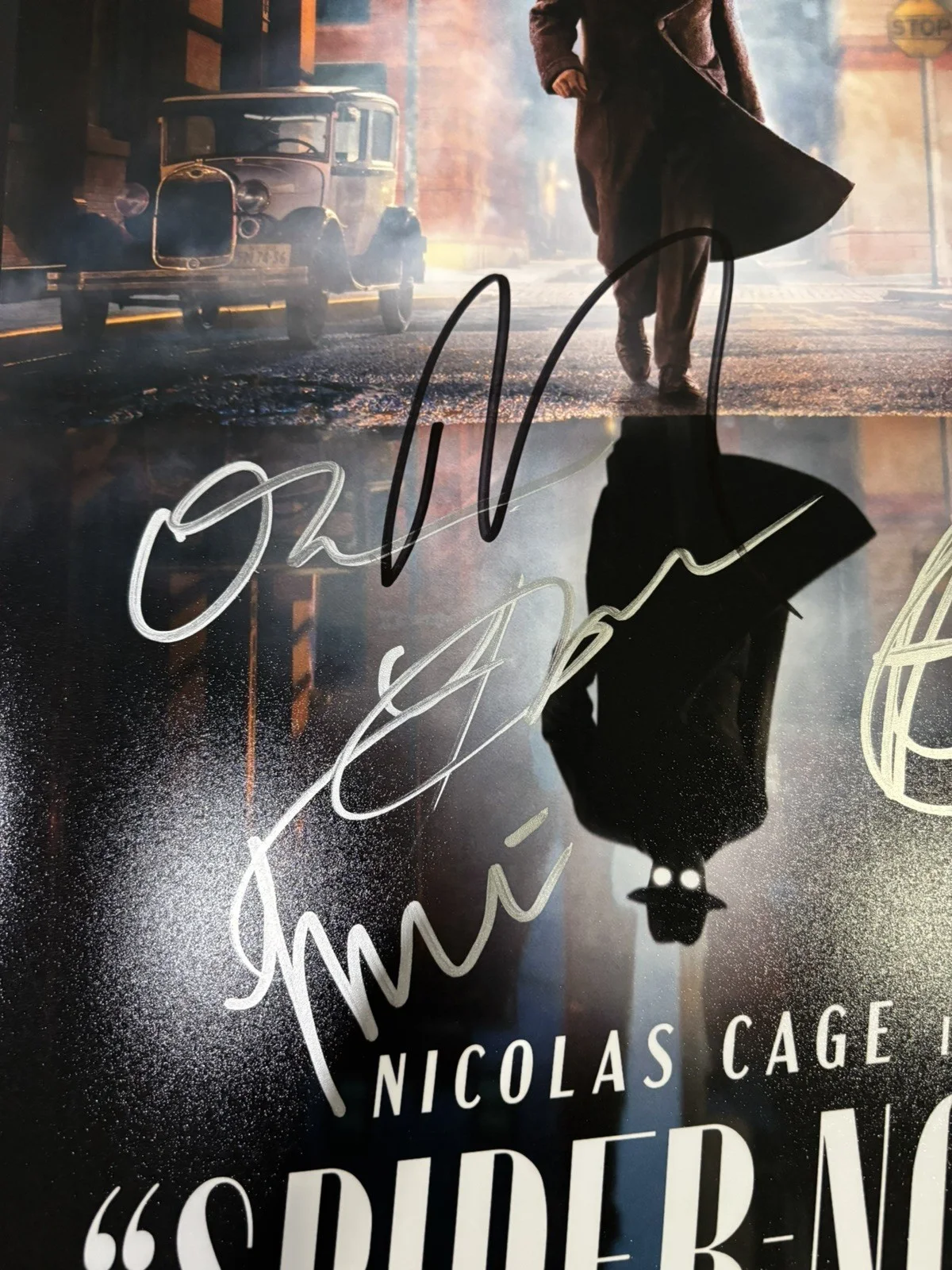 Nicolas Cage — Spider-Noir 11x17 Photo Signed by Nicolas Cage Lamorne Morris Li Jun Li w/Proof, изображение 2