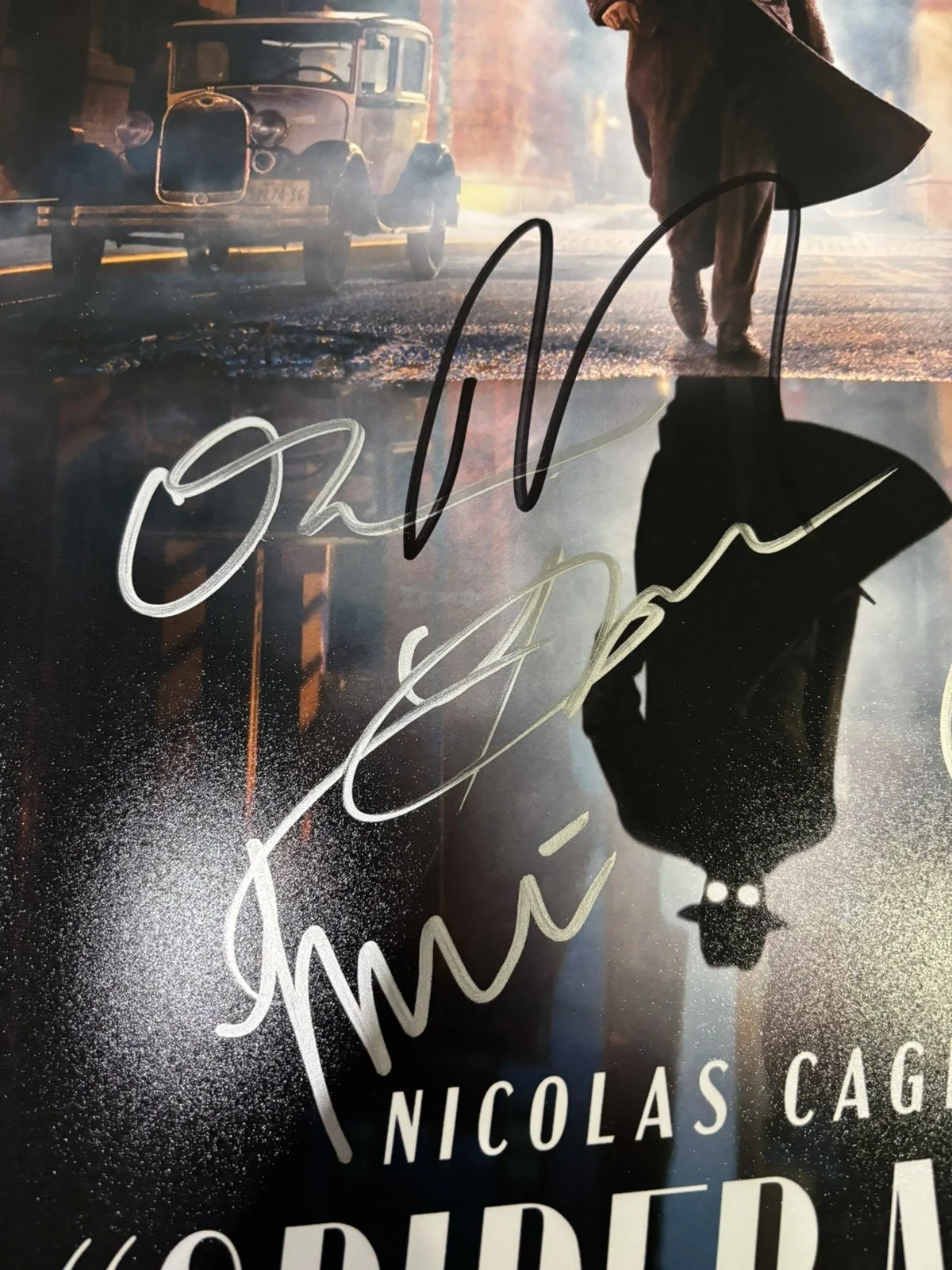 Nicolas Cage — Spider-Noir 11x17 Photo Signed by Nicolas Cage Lamorne Morris Li Jun Li w/Proof, изображение 3