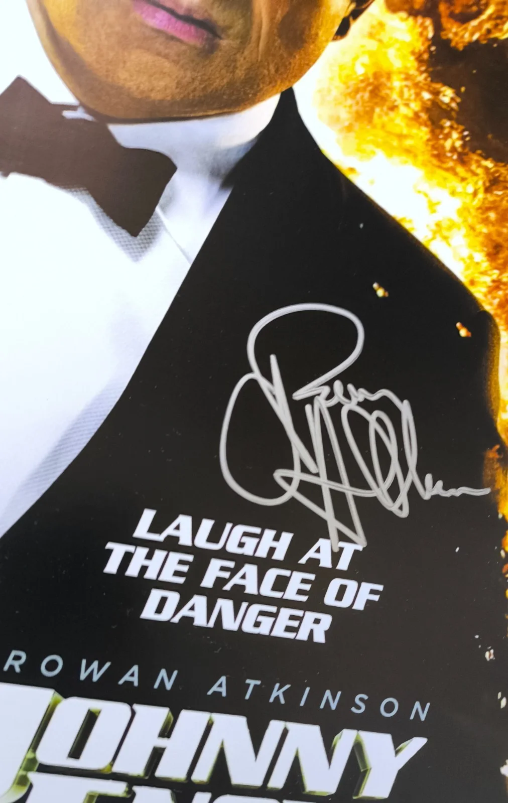 Rowan Atkinson — Autograph Rowan Atkinson Signed 11x17 Poster ( Johnny English Reborn ), image 2