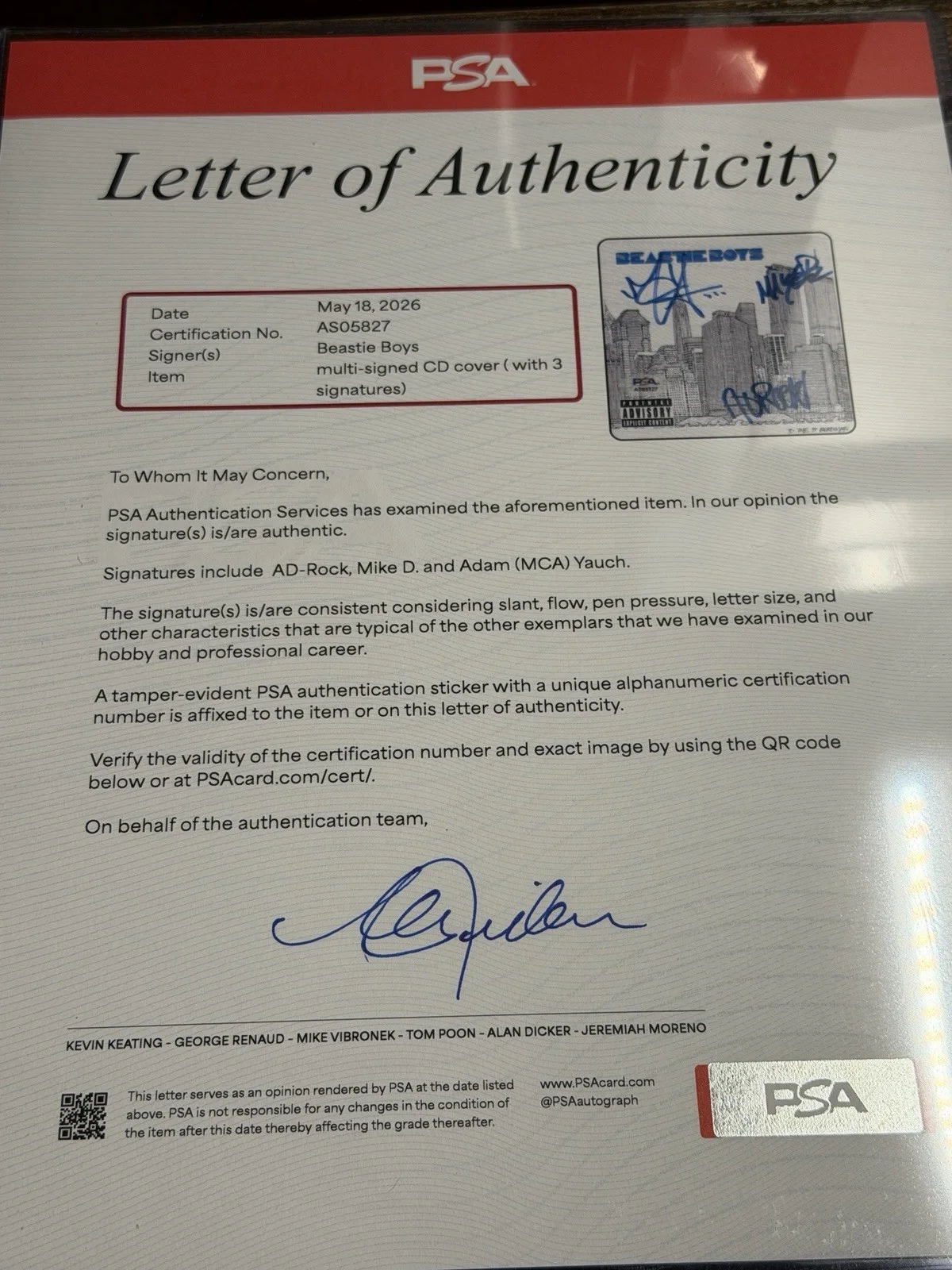 The Beastie Boys ALL 3 Signed CD Booklet PSA Authenticated AD-ROCK MCA MIKE D, image 2