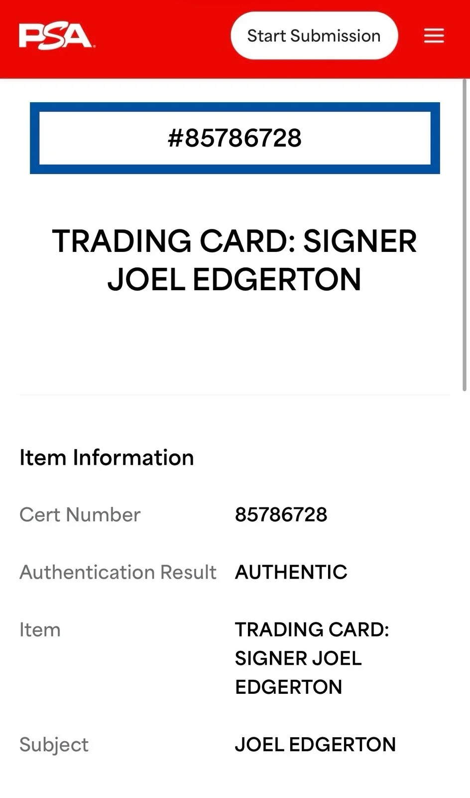 Joel Edgerton — Joel Edgerton Signed Topps Star Wars Galactic Files Owen Lars Card PSA Slab, изображение 3