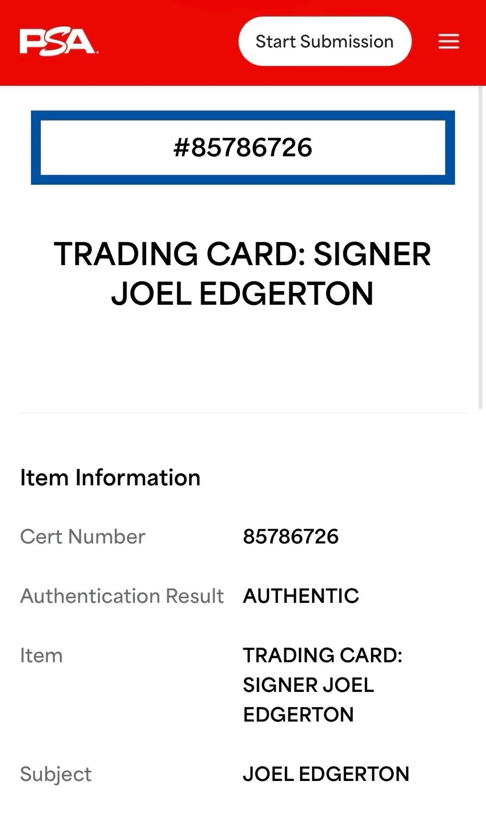Joel Edgerton — Joel Edgerton Signed 2021 Topps Star Wars Galactic Files Owen Lars PSA Slab, image 3