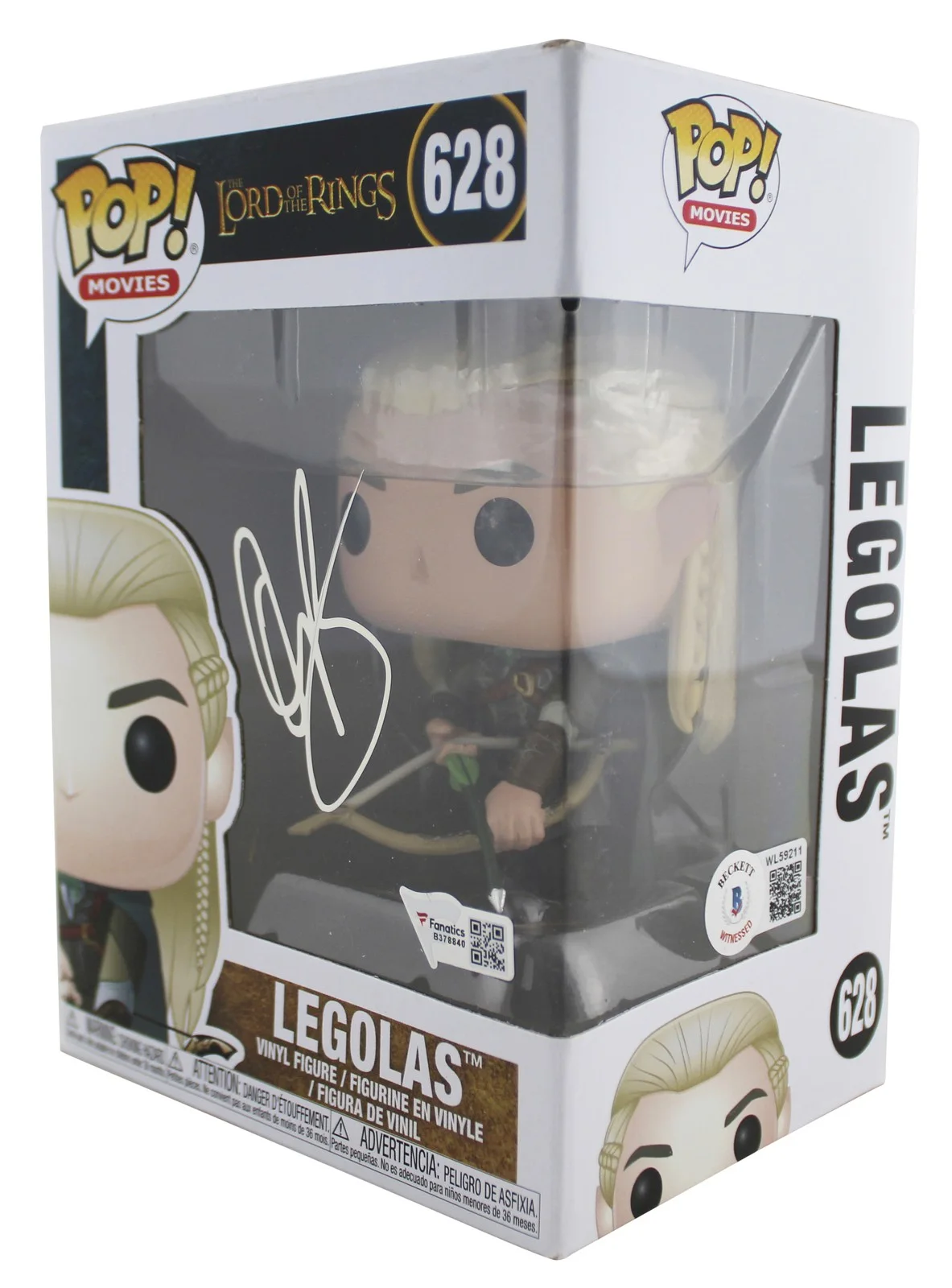 Orlando Bloom — Orlando Bloom LOTR Signed Legolas #628 Funko Pop Vinyl Figure BAS #WL59211, image 2
