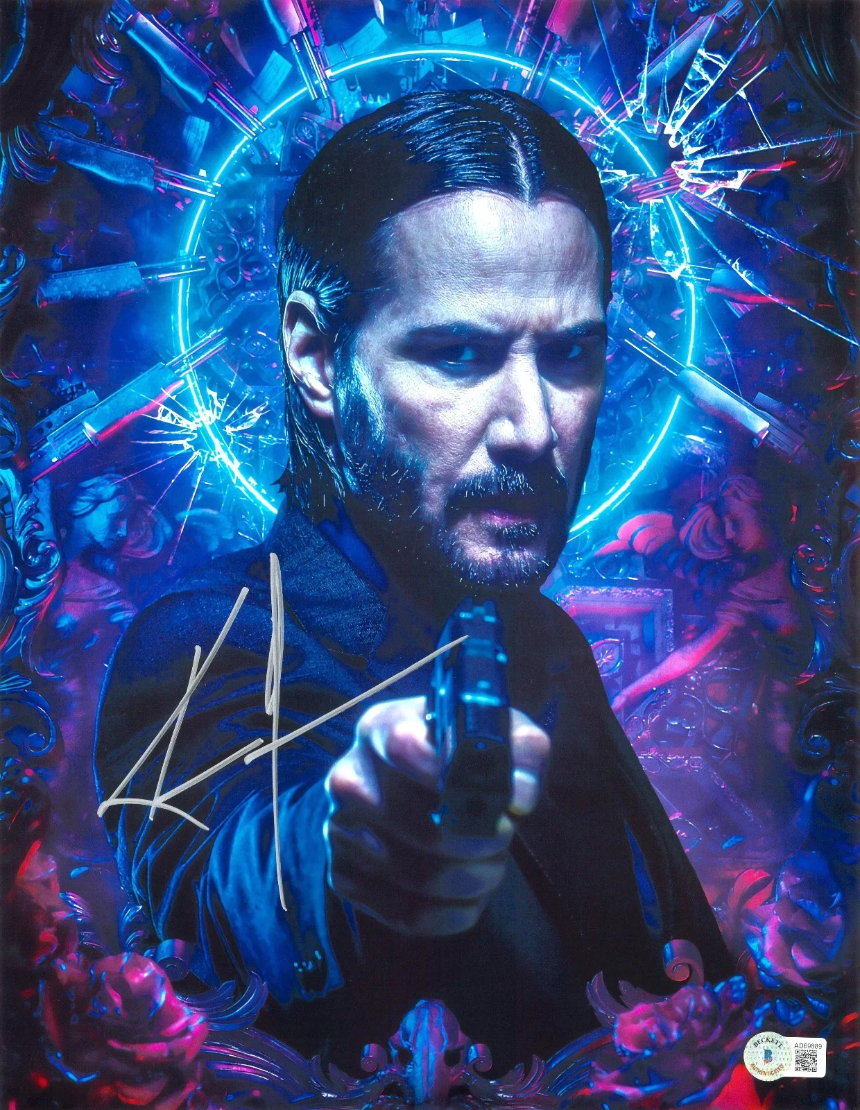 Keanu Reeves — Keanu Reeves Signed Autograph John Wick 11x14 Photo Beckett BAS