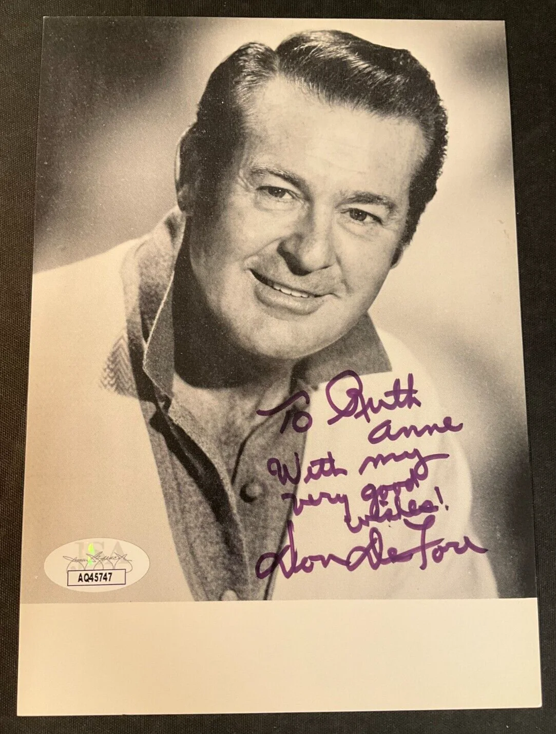 Don DeFore — Don DeFore Signed B&W Photograph JSA CERT. TV & Film Emmy Actor "Hazel" (d.'93)!, изображение 2
