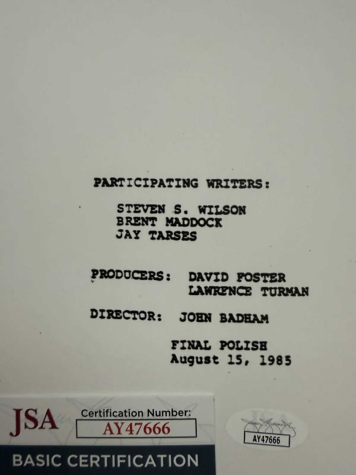 Tim Blaney — Tim Blaney Signed Short Circuit Script Cover No 5 Insc JSA, image 3