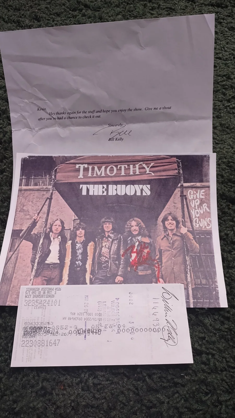 The Buoys - Typed Message Signed By Bill Kelly + An Endorsed Check, изображение 2