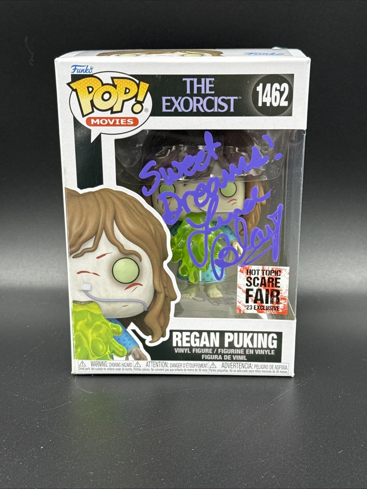LINDA BLAIR — LINDA BLAIR SIGNED REGAN PUKING FUNKO POP 1462 THE EXORCIST AUTOGRAPH BAS Witnes