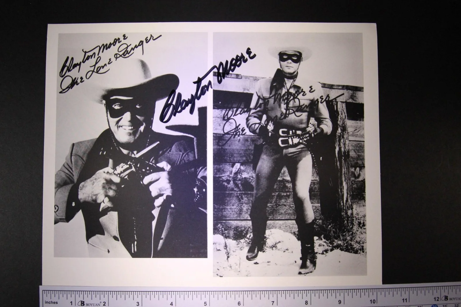 Clayton Moore — CLAYTON MOORE (1914-1999) (LONE RANGER) AUTOGRAPH PHOTO~