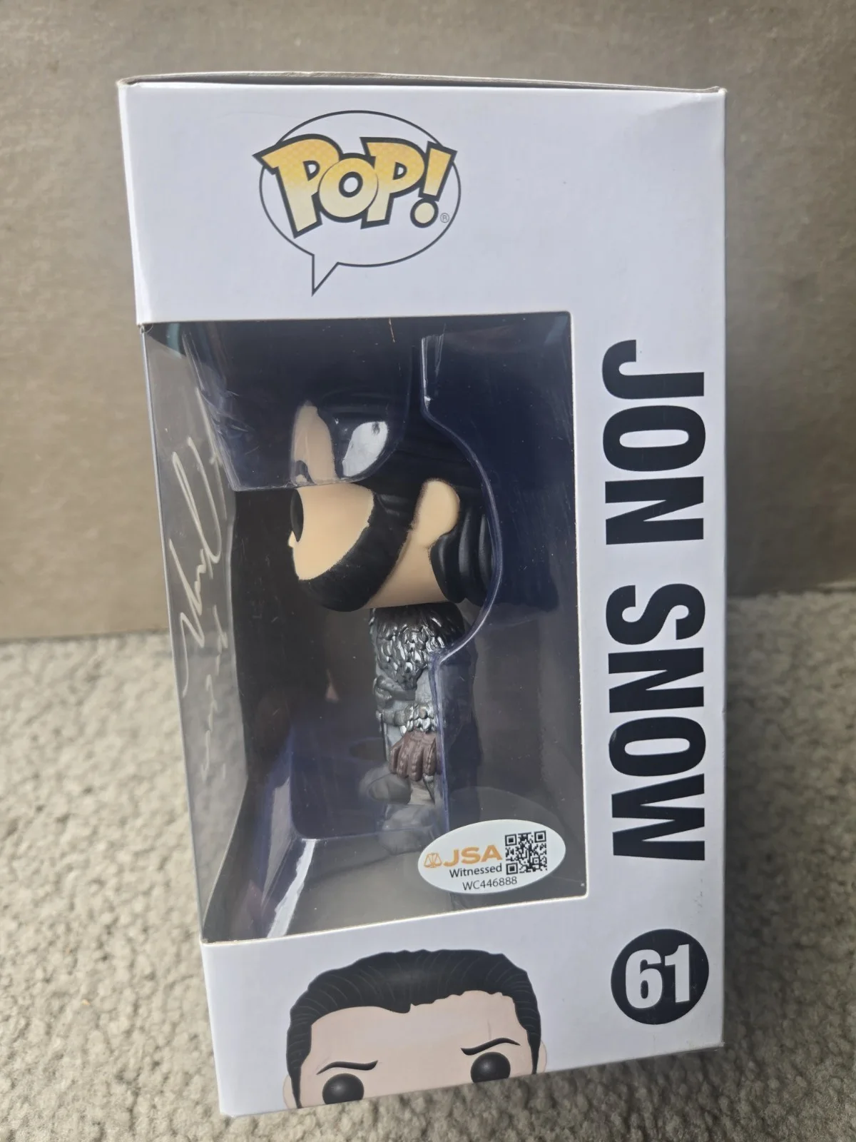 Kit Harrington — Autographed/Signed Kit Harrington Jon Snow #61 GoT Funko Pop Figurine BAS COA, image 2