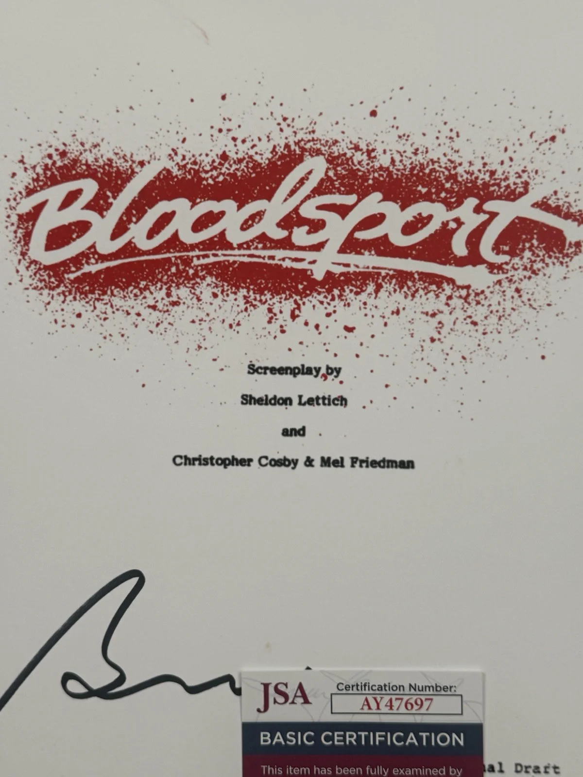 Bolo Yeung — Bolo Yeung Blood sport Signed Script Cover JSA 8.5 X 11.5, image 3