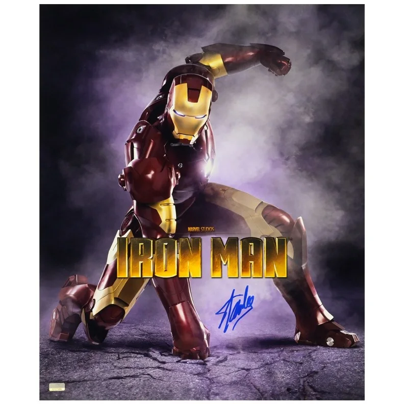 Stan Lee — Stan Lee Autographed 2008 Iron Man 16x20 Classic Robert Downey Jr Photo
