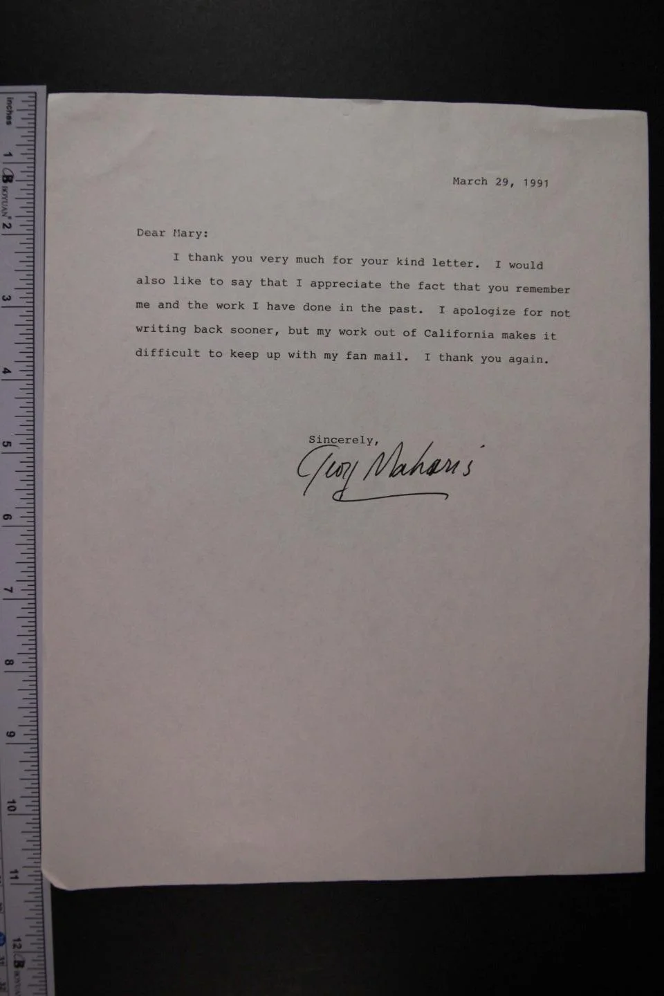 George Maharis — GEORGE MAHARIS (1928-2023) (ROUTE 66) AUTOGRAPH PHOTO & 1991 TLS Letter~, изображение 3