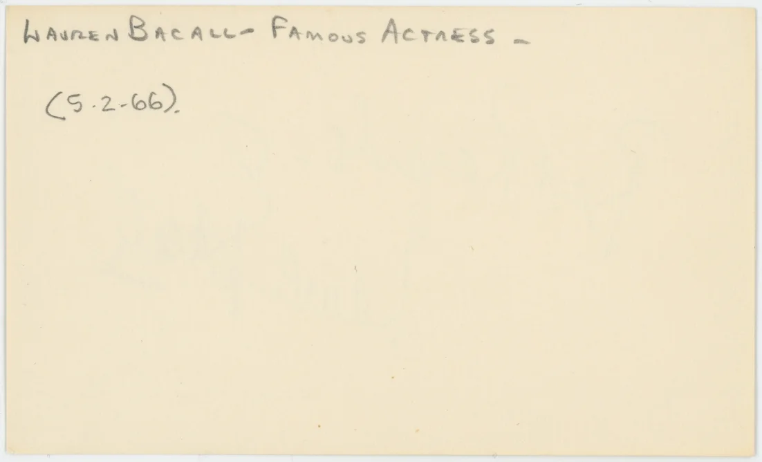 Lauren Bacall Golden Age Actress Autographed Signed Index Card AMCo COA, image 2