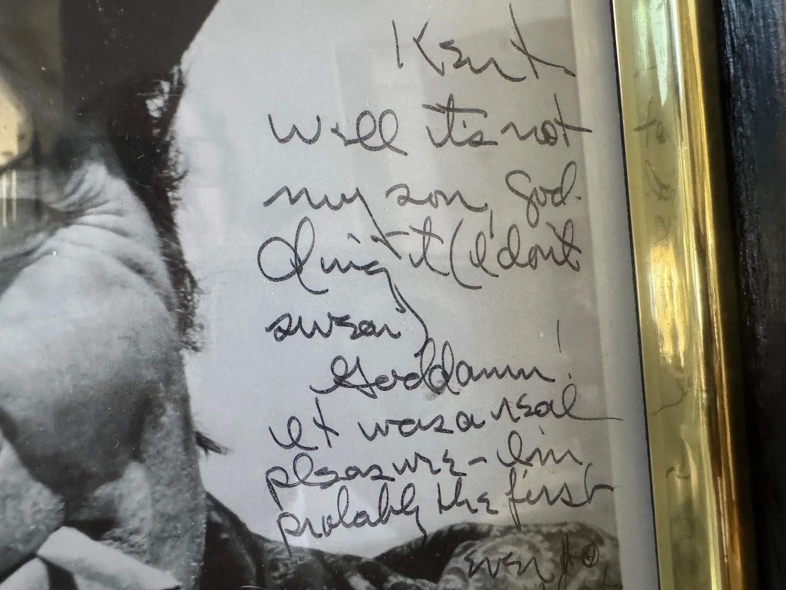JACK PALANCE SIGNED PHOTO TO PROP MASTER KENT JOHNSON - FUNNY INSCRIPTION, image 5