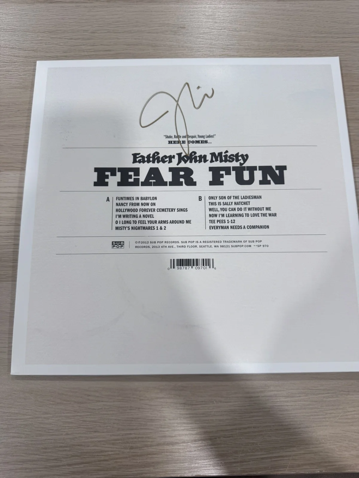 FATHER JOHN MISTY SIGNED Fear Fun VINYL LP, image 2