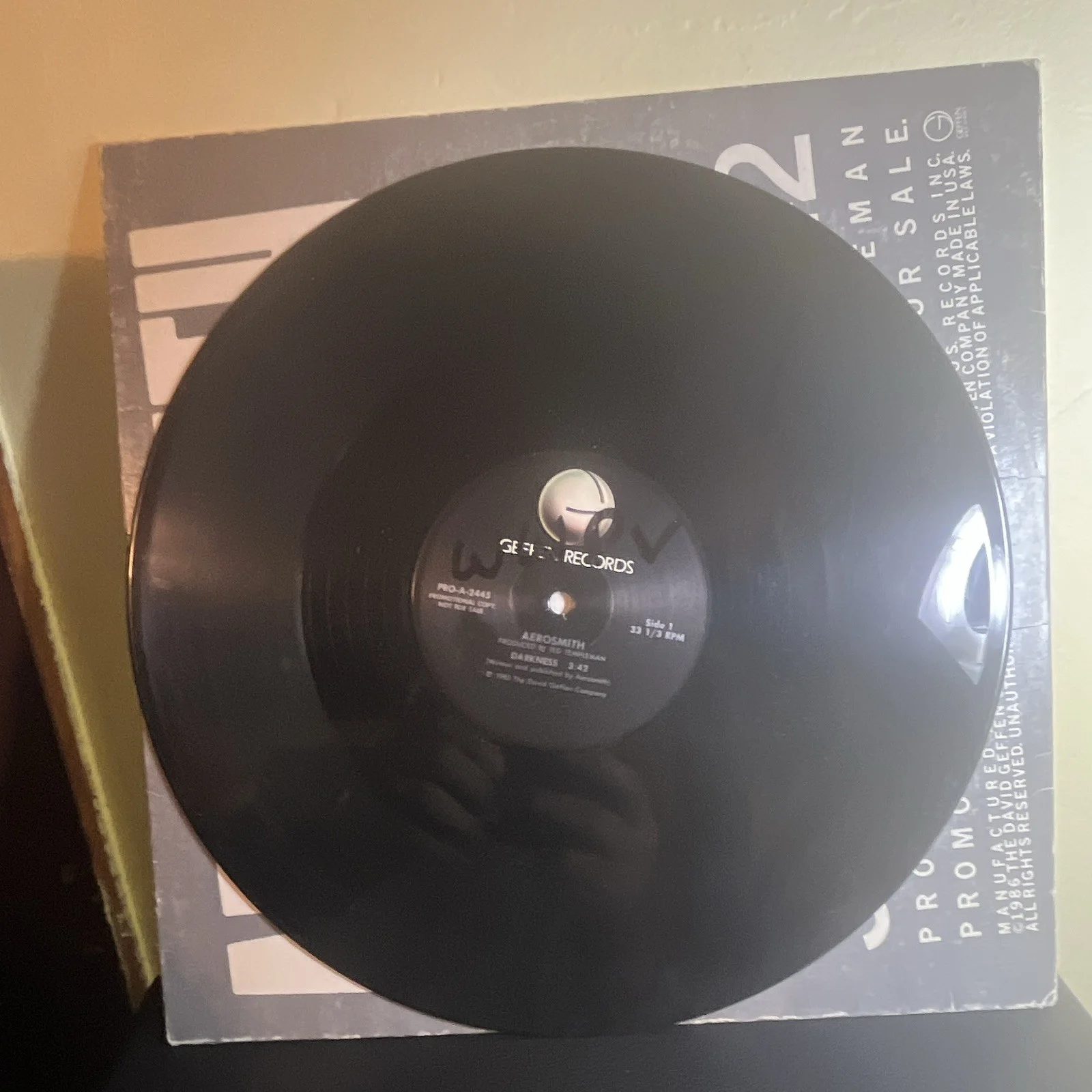 Aerosmith "Darkness" 33 1/3 RPM Promotional Copy Record, изображение 2