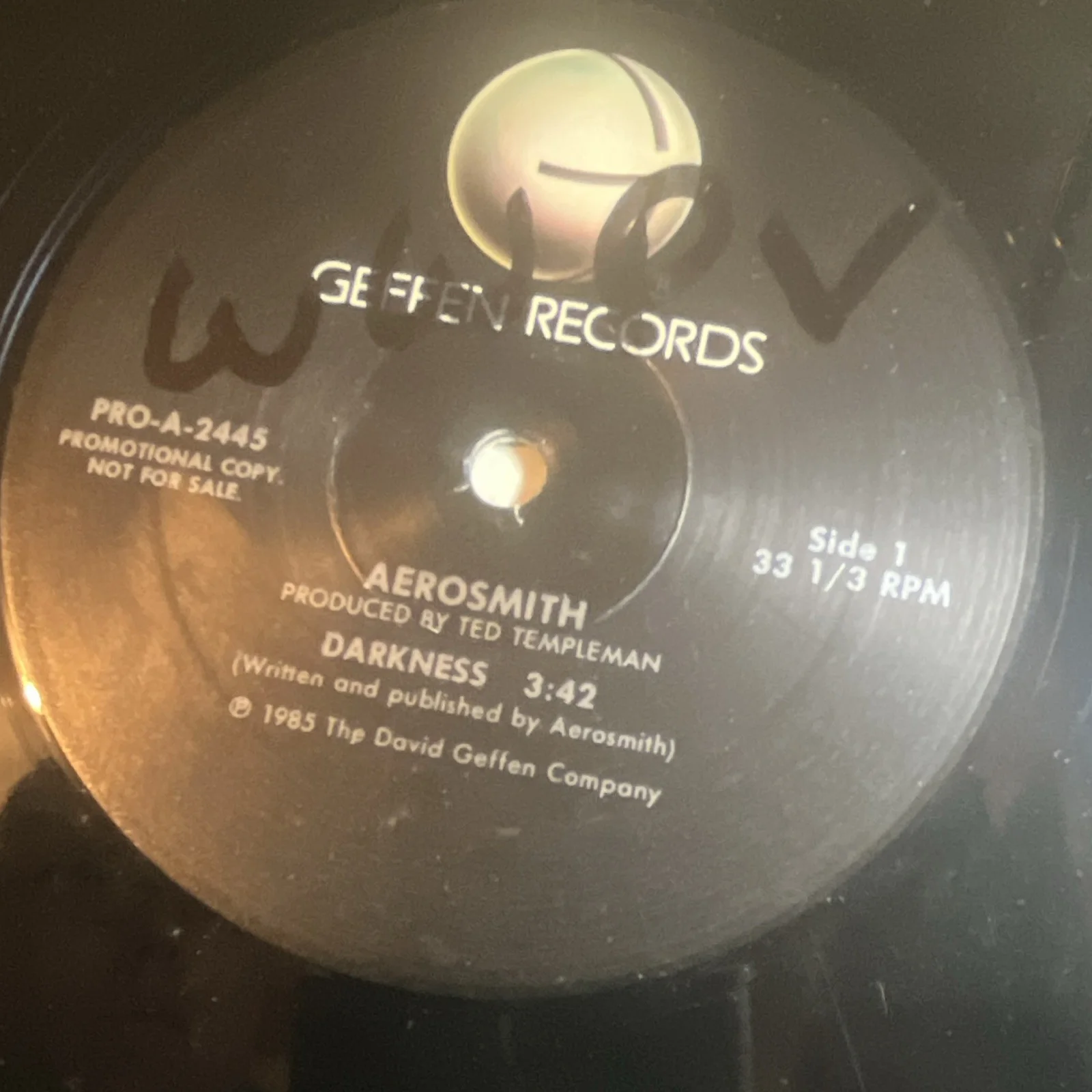 Aerosmith "Darkness" 33 1/3 RPM Promotional Copy Record, изображение 3