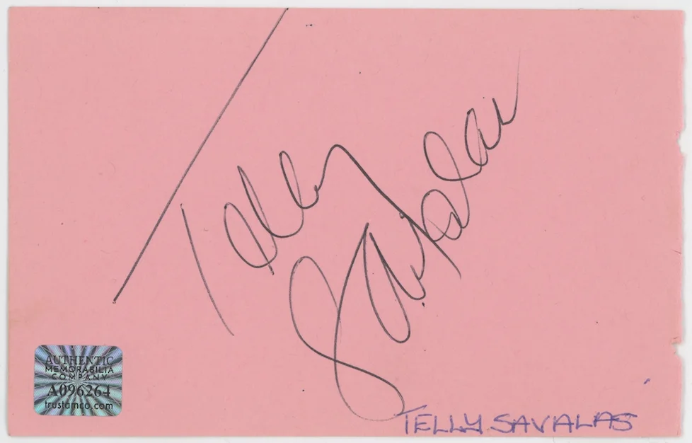 Patrick Duffy & Telly Savalas Dallas Autographed Signed Album Page AMCo COA, изображение 2