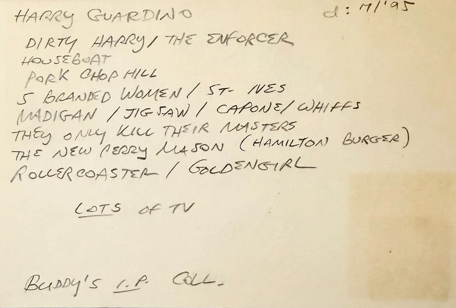 Harry Guardino — HARRY GUARDINO Autograph Signed 4x6 INDEX CARD The Enforcer Dirty Harry CAPONE, изображение 4