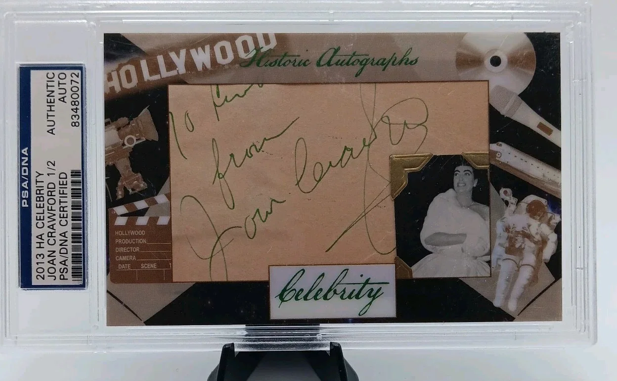 Joan Crawford — JOAN CRAWFORD HOLLYWOOD LEGEND SIGNED AUTOGRAPHED PSA DNA ENCAPSULATED 1/2