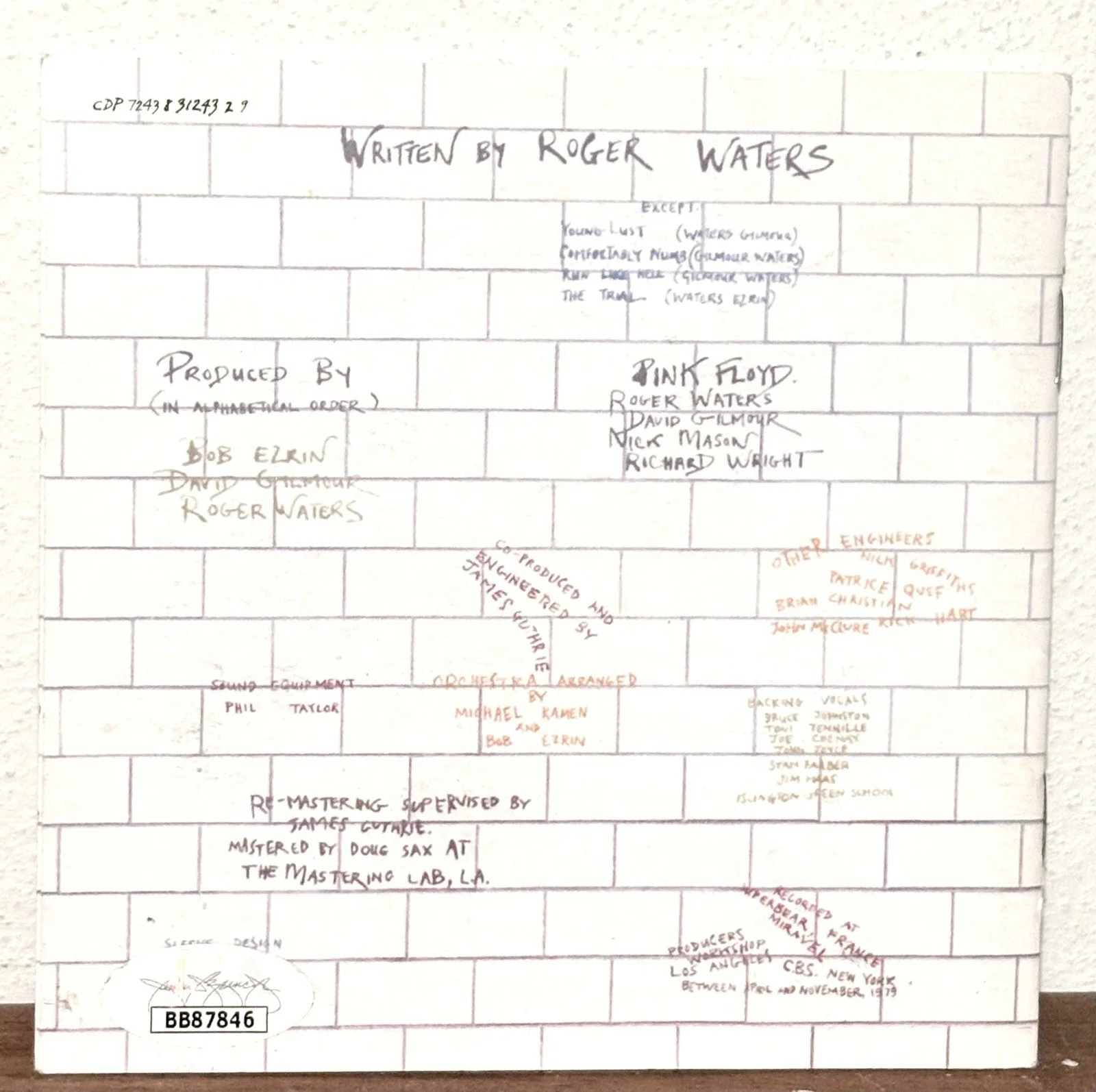 PINK FLOYD Nick Mason SIGNED CD JSA LETTER OF AUTHENTICITY The Wall, image 2