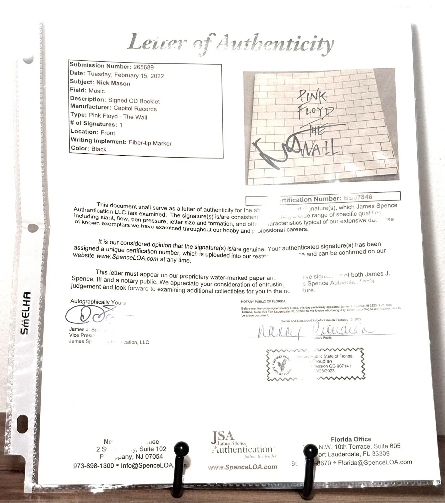PINK FLOYD Nick Mason SIGNED CD JSA LETTER OF AUTHENTICITY The Wall, image 3