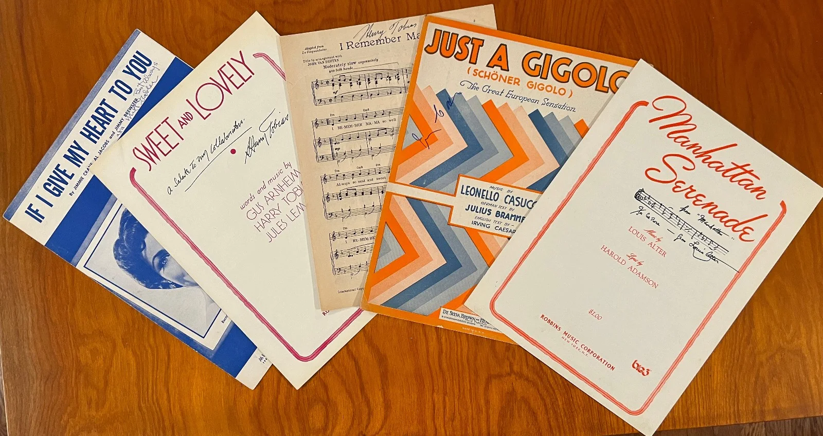 65 30s/40s/50s AUTOGRAPHED POP sheet music ALTER Tobias CAESAR Parish LAWRENCE++, image 2