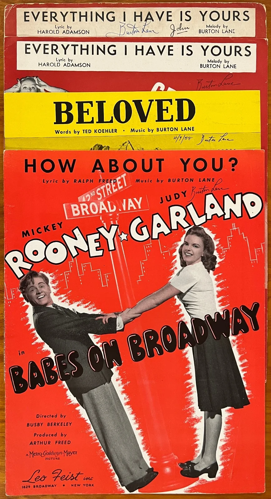22 30s/40s/50s AUTOGRAPHED FILM sheet music CAHN David LANE Oakland FAIN Kaye, изображение 3