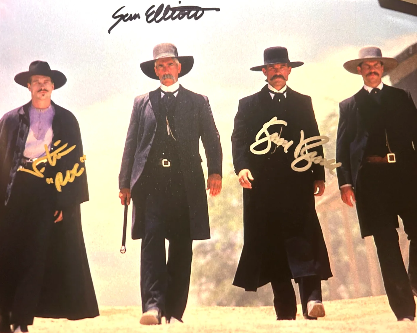 Val Kilmer, Kurt Russell, Sam Elliott — TOMBSTONE (Kilmer, Russell, Elliot) Cast Signed 8x10" Authentic Autographs w/COA