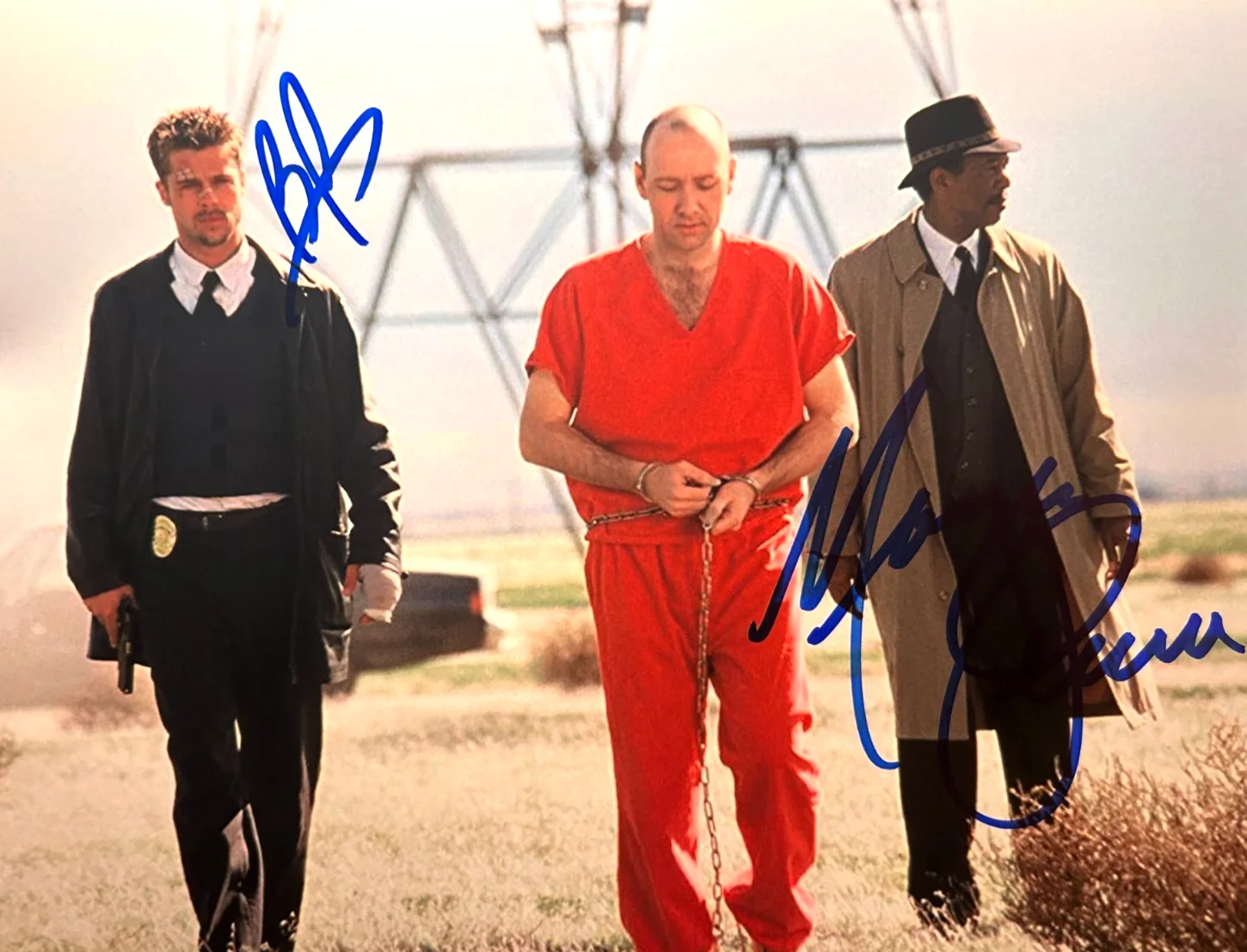 Morgan Freeman, Brad Pitt — SE7EN: Cast Signed BRAD PITT, MORGAN FREEMAN 8x10" Authentic Autographs w/COA, изображение 3