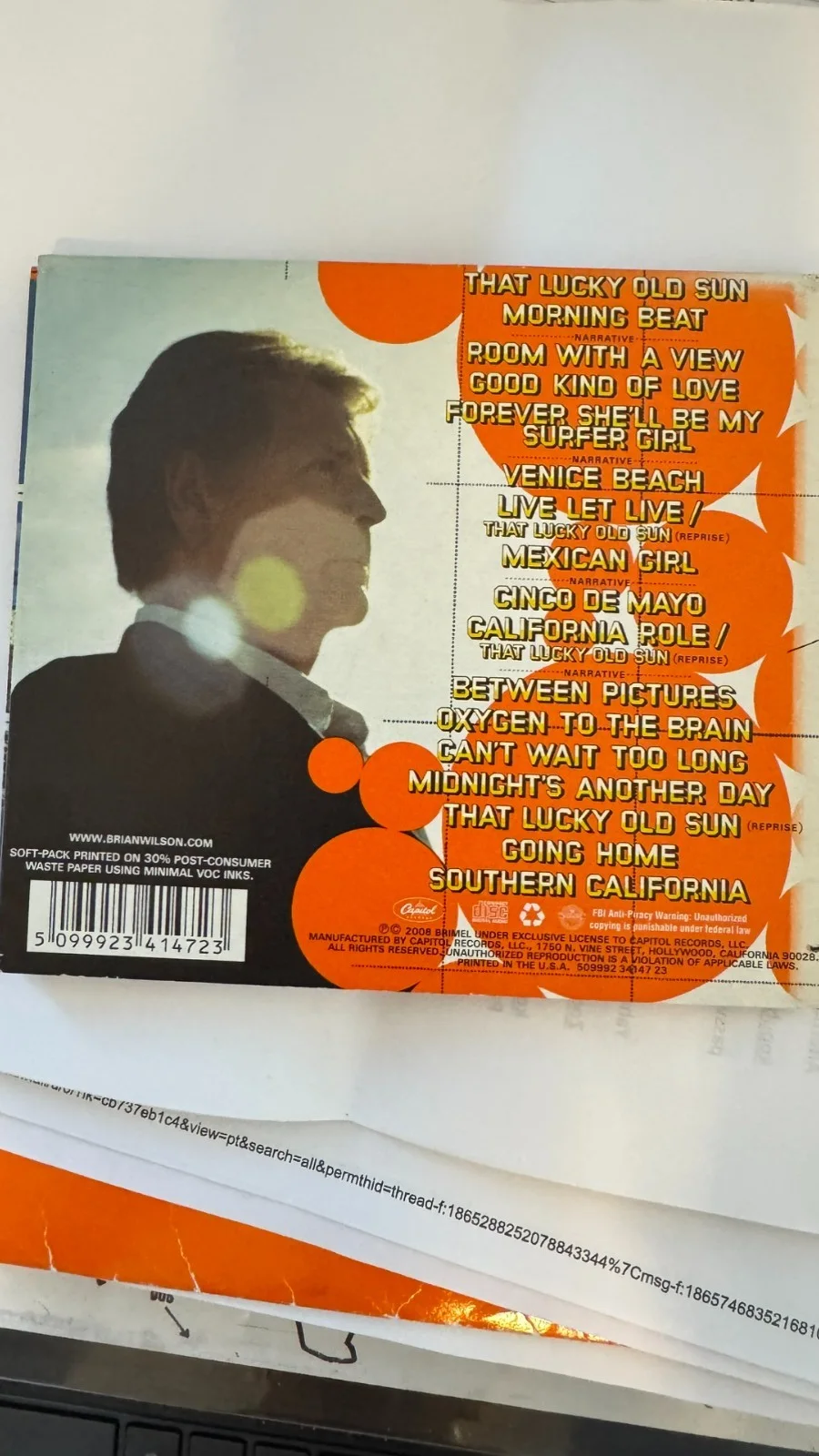 brian wilson that lucky old sun autographed, image 2