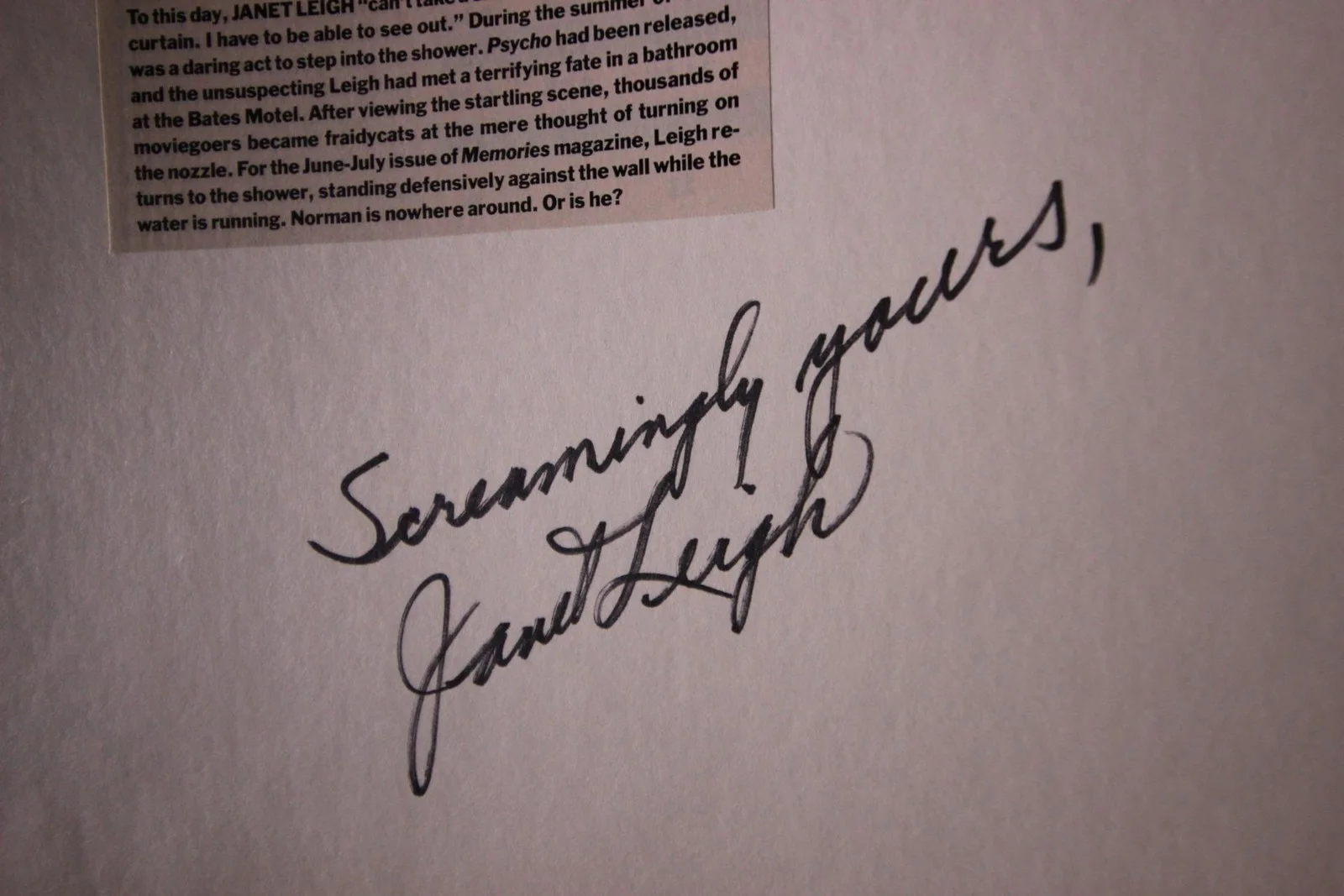 Janet Leigh — JANET LEIGH (1927-2004) (PYSCHO~NAKED SPUR~TOUCH OF EVIL) AUTOGRAPH ITEM~, image 2
