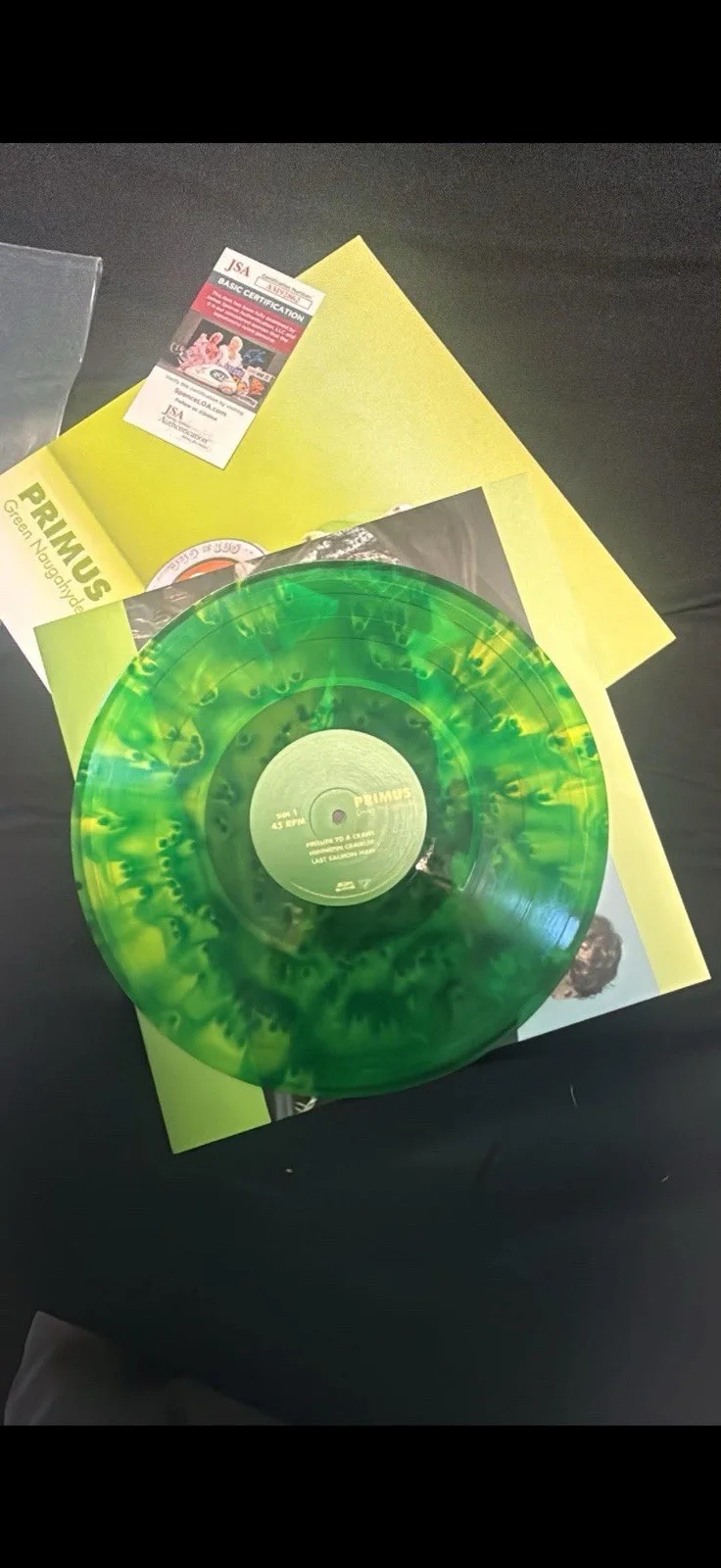 PRIMUS Larry Lalonde SIGNED Green Splatter Vinyl JSA COA, image 3