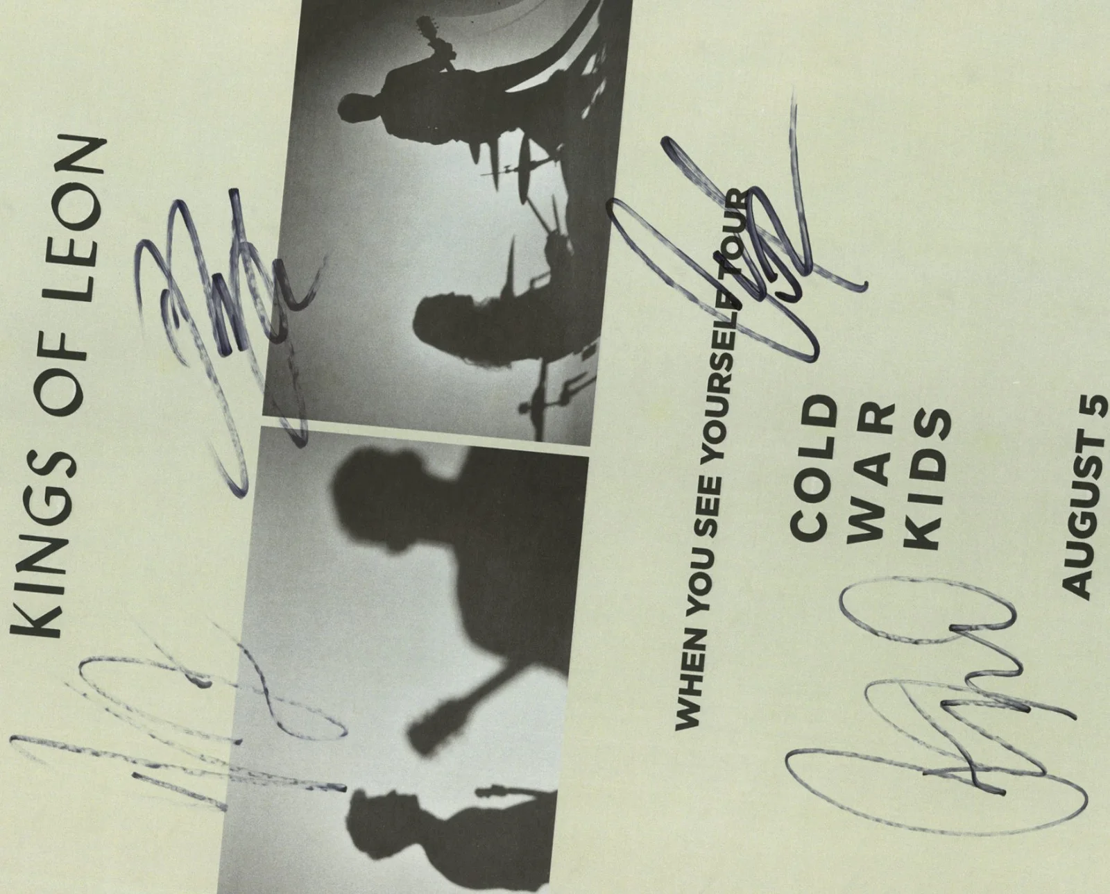 Kings of Leon autographed gig poster Nathan, Caleb, Jared, Matthew Followill, image 2