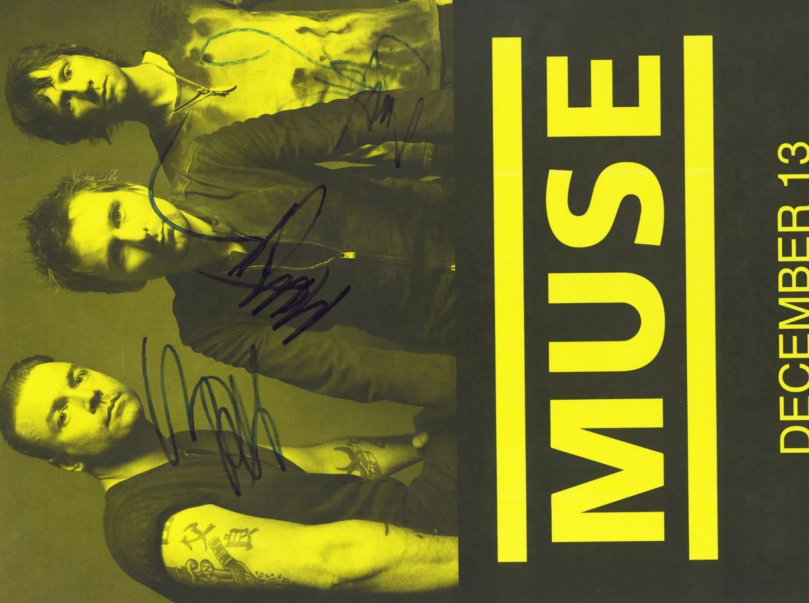 Muse autographed gig poster Dominic Howard, Chris Wolstenholme and Matt Bellamy, изображение 2