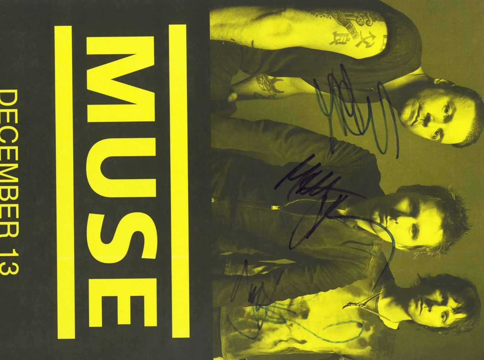 Muse autographed gig poster Dominic Howard, Chris Wolstenholme and Matt Bellamy, изображение 3