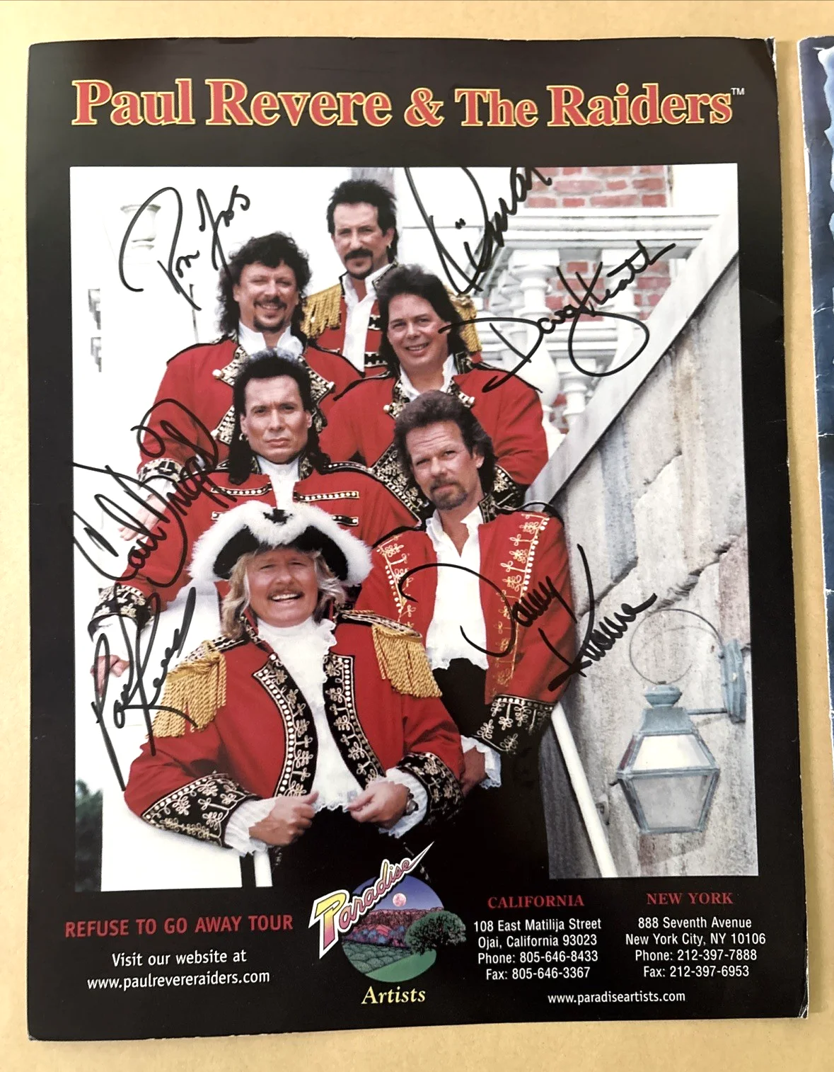 Autographed 8.5x11 Photo - Paul Revere & The Raiders + Missoula Concert Program, изображение 2